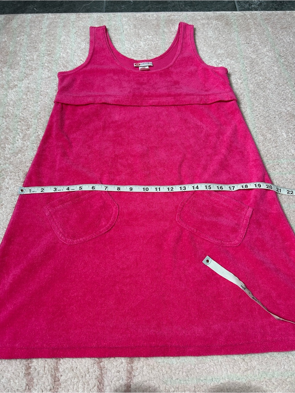 Vintage 90's Pink Terry Cloth Mini Tank‎ Dress Small Resortwear Beach Coverup - Picture 7 of 12